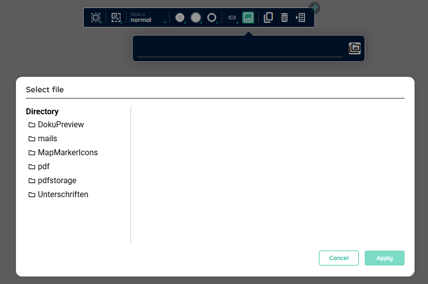 Resource picker inside the toolbar